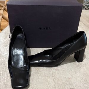 Prada Black Leather Heels